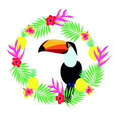 Toucan, Tropical Bird, Hello Summer, Art Illustration