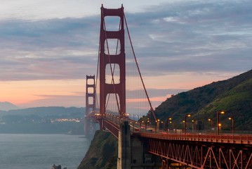 sunrise over San Francisco Bay California over the Golden Gate