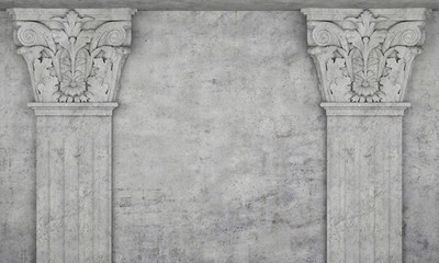 two concrete pilasters