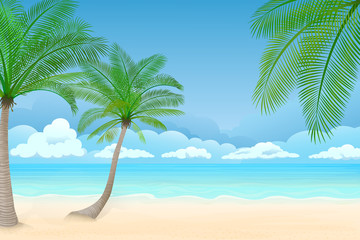 Plakat Strand mit Palmen