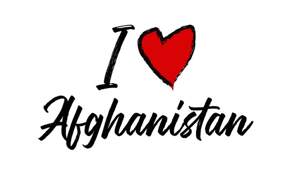 I Love Afghanistan Creative Cursive Text Typography Template.