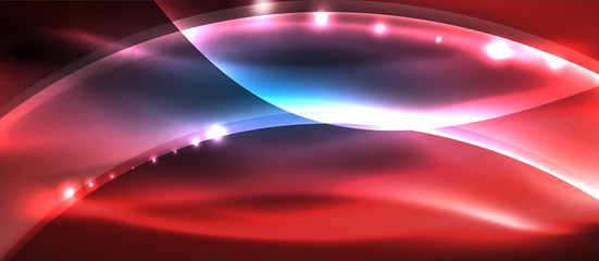 Fototapeta premium Abstract background. Shiny design neon waves with light effects, techno trendy design. Vector Illustration For Wallpaper, Banner, Background, Card, Book Illustration, landing page