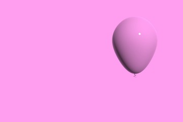 Pink balloon on a pink background with copy space. Banner, holiday greeting card. 3D render