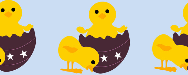 horizontal border with purple easter egg and bunny