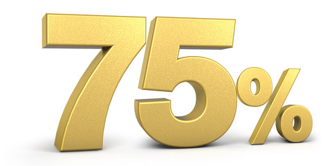 Golden 75 Percent Off Discount Sign, Special Offer 75% Off Discount Tag, Save On 75% Icon, Golden Sale Symbol, Gold Sale seventy five Percent, 3d render