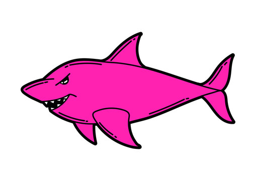 Illustration of cartoon shark. Urban colorful teenage creative image.
