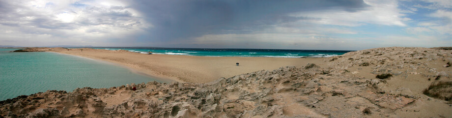 Fototapeta na wymiar Panoramic image of ibiza and formentera. Illetas Beach