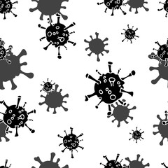 Different types of viruses. Bacteria biology organisms seamless pattern. Infectious diseases. Bacteriological microorganism of medical genetics. Flat vector illustration. Vector seamless pattern.