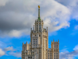 Fototapeta premium Stalinist style Kotelnicheskaya Embankment Building, a Stalin's high-rise built in 1952 by Moskva River, Moscow, Russia