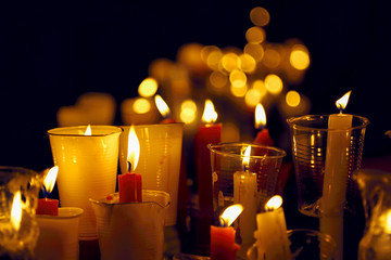 Velas el último día de San Fermin en Pamplona, Navarra, España