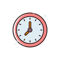 Clock Filled Outline Vector Icon Illustration.