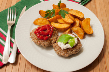 homemade beef burger steak