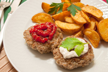 homemade beef burger steak