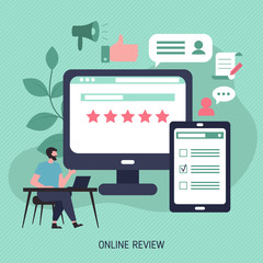 User online reviews concept