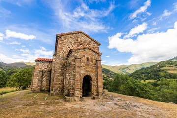 Fototapeta na wymiar Lena, Spain. The Church of Santa Cristina de Lena, a Roman Catholic pre-Rromanesque temple in Asturias. A World Heritage Site since 1985