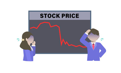 株価が暴落し焦るビジネスマンのイラスト