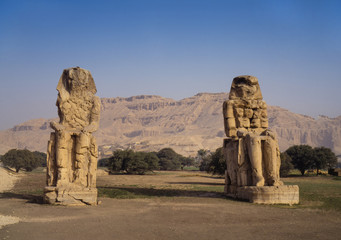 north africa, egypt, colossi of memnon, thebes