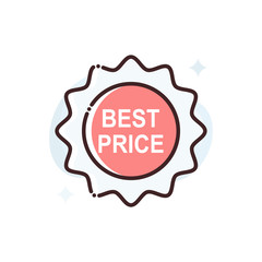Best Price Filled Outline Vector Icon Illustration.