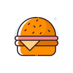 Burger Filled Outline Vector Icon Illustration.