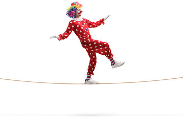 Clown walking on a rope