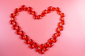 Heart-shaped frame consisting of small crystal hearts.