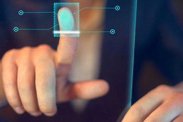 hand pressing virtual button