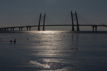 bridge over the ice in the sun