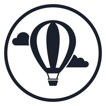 recommend clip art: Hot air balloon with bunting flags and clouds. Vector illustration