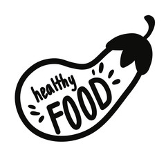 Healthy food. Veganism. Black vector illustration on a white background.