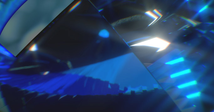  abstract dynamic blue background in the form of aberration and glare from glass and crystal