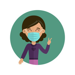 Woman in medical face mask. Novel coronavirus (2019-nov). Coronavirus in China. Vector illustration. Concept of coronavirus quarantine. 