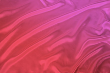 soft folds on delicate pink, orange shiny silk, luxury concept, background for the designer, horizontal, close-up, copy space