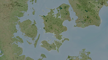 Sjælland, Denmark - outlined. Satellite © Yarr65