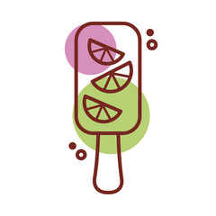 delicious orange flavor ice cream in stick line color style