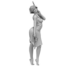 warrior woman character, 3D rendering, illustration