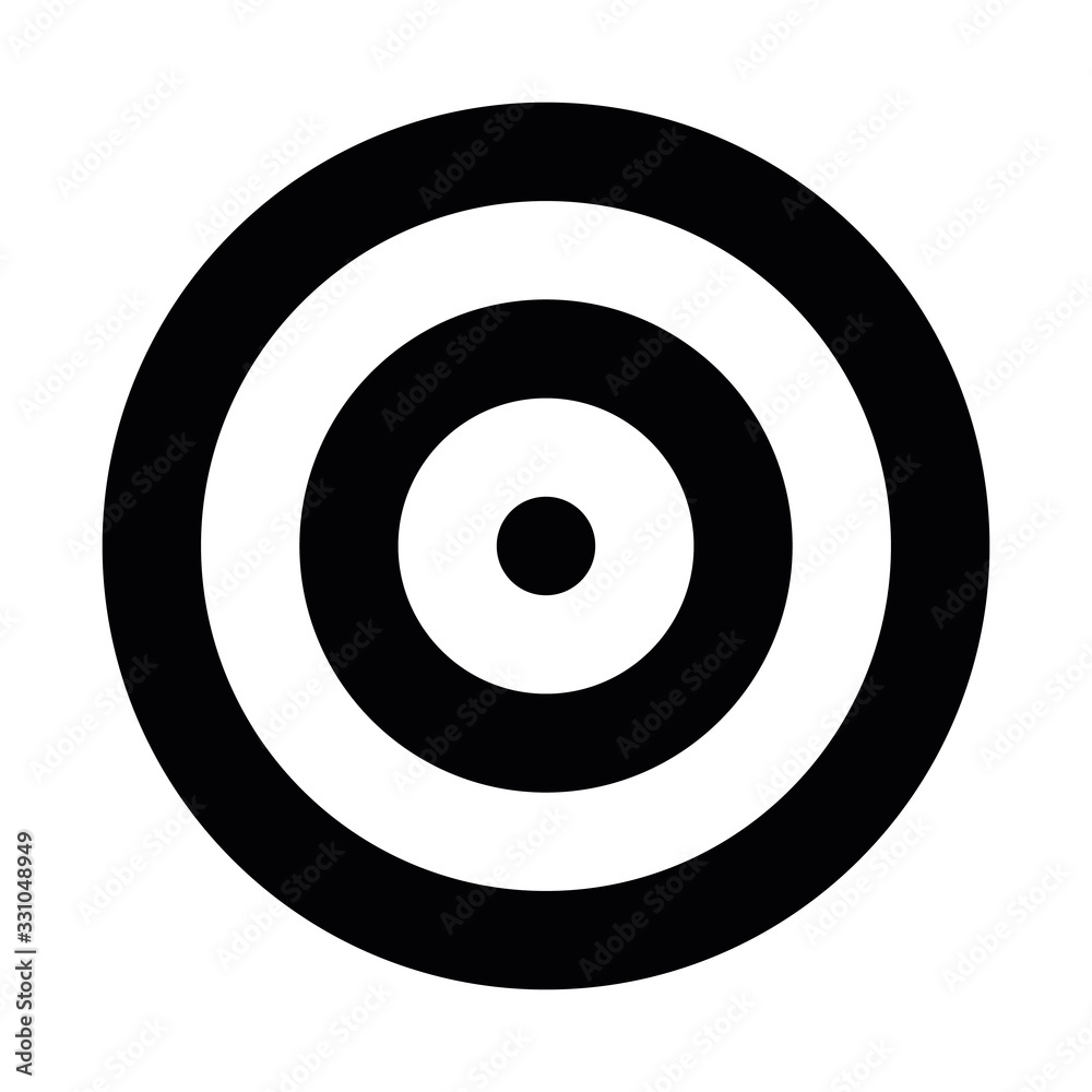 Wall mural black target. hunting, shooting sport or achievement symbol. simple vector icon