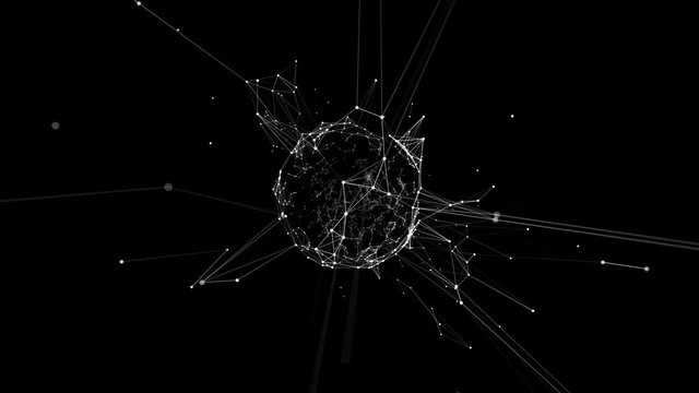 Abstract space polygonal mesh forms a sphere. Seamless loop.