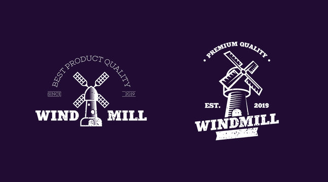 Vintage windmill logo concept vector illustration