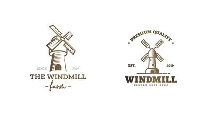 Fototapeta na wymiar Vintage windmill logo concept vector illustration
