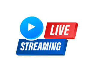 Live streaming logo, news and TV or online broadcasting. Vector stock illustration