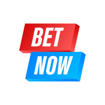 Bet now. Flat web banner with red bet now on white background for mobile app design. Vector stock illustration.