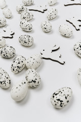 Happy Easter concept. Preparation for holiday. Composition of eggs on white