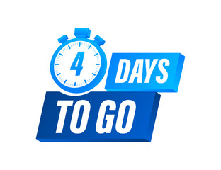 4 Days to go. Countdown timer. Clock icon. Time icon. Count time sale. Vector stock illustration.