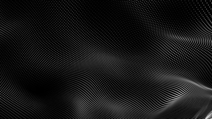 Dot white black wave technology texture background. Abstract big data digital concept. 3d rendering.