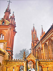 Fototapeta na wymiar Entrance to Church of Saint Anna and Church of the Bernardine in Vilnius of Lithuania
