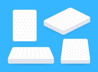 Double bed. Comfortable double mattress sleeping, great design for any purposes. Sleep concept. Mattress icon. Vector stock illustration.