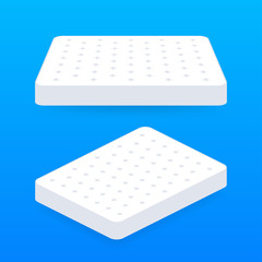 Double bed. Comfortable double mattress sleeping, great design for any purposes. Sleep concept. Mattress icon. Vector stock illustration.