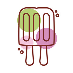 delicious ice cream in double stick with two flavors line color style