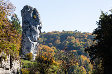 Limestone rock Bludgeon of Hercules in Pieskowa Skala, Poland