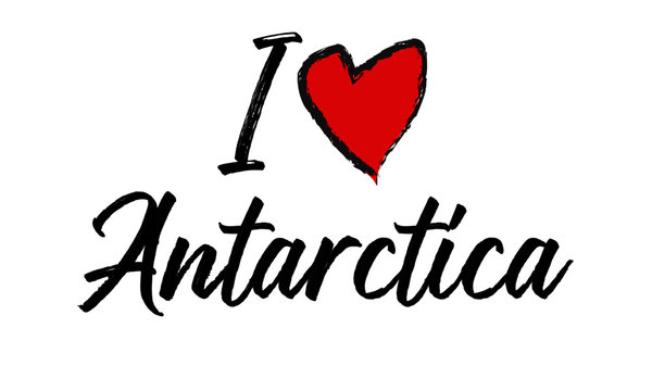 I Love Antarctica Creative Cursive Text Typography Template.